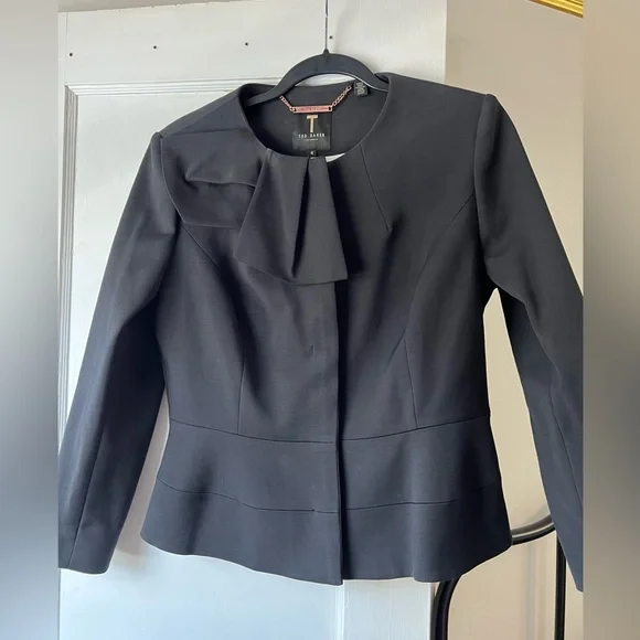 Ted Baker RAYAL Peplum Bow Neck Jacket Size 4 NWOT